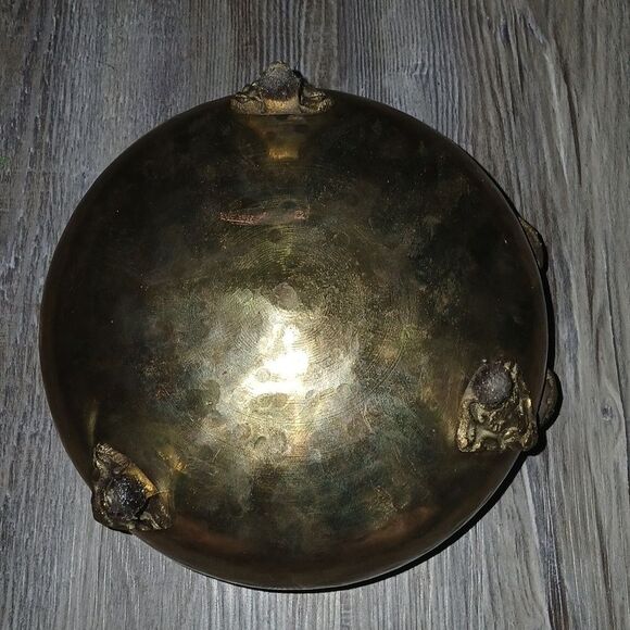 Hosley Vintage Solid Brass Pot Vase Hammered with Rope Detail, Boho, Planter - Picture 5 of 8